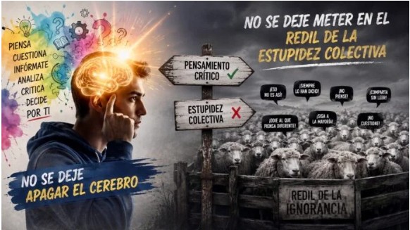 No se deje apagar el cerebro y no permita que lo metan en el redil de la estupidez colectiva
